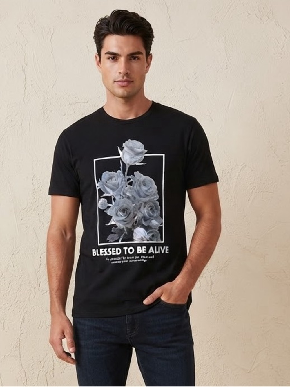 Eighth Avenue Black Graphic T-Shirt “Blessed to Be Alive”